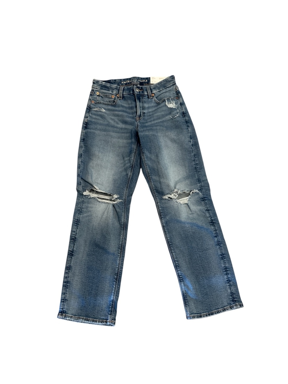 American Eagle Women’s Distressed Curvy Straight-Leg Jeans size 4